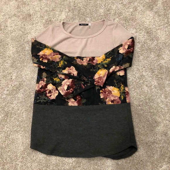 Pink Clover Tops - Pink Clover color blocked brushed knit top